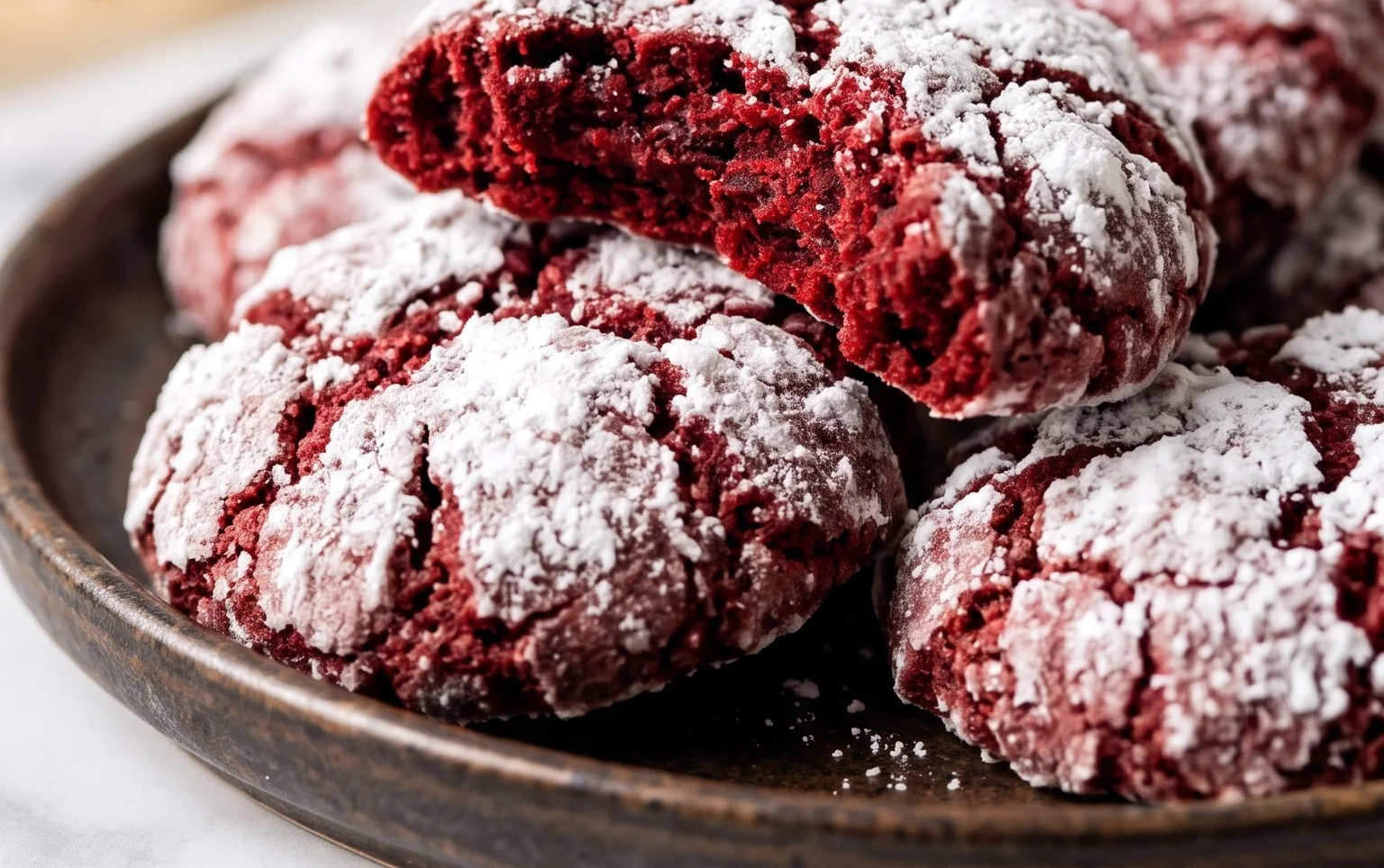 Red Velvet Crinkle Cookies
