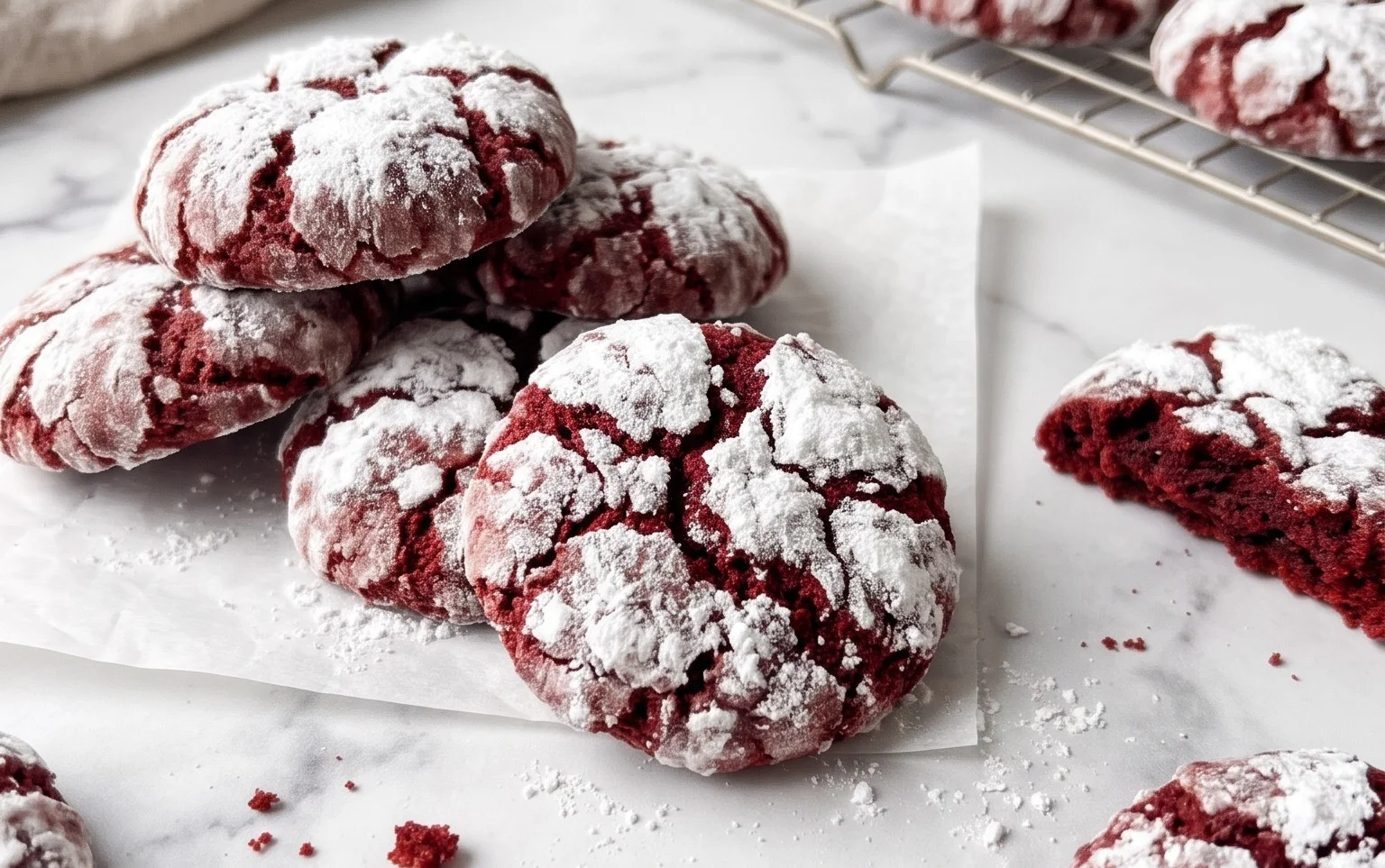 Biscuits Red Velvet Crinkle Faciles et Moelleux