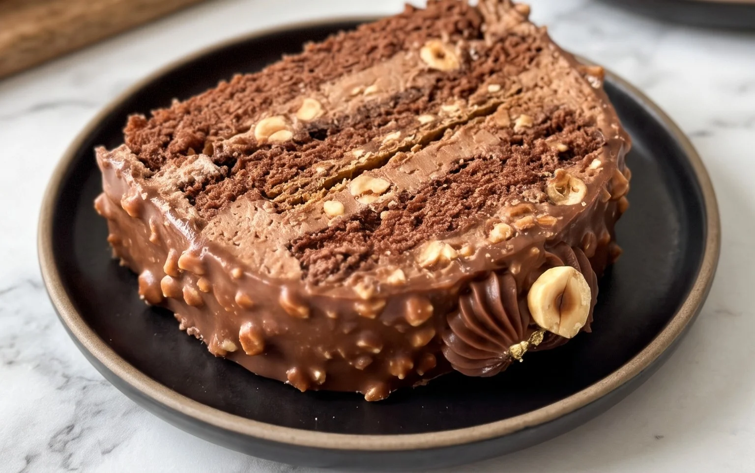 Hazelnut Log Cake (Ferrero Rocher Inspired)