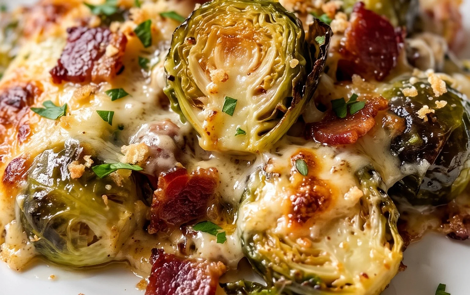 Beef Bacon Brussels Sprouts Gratin