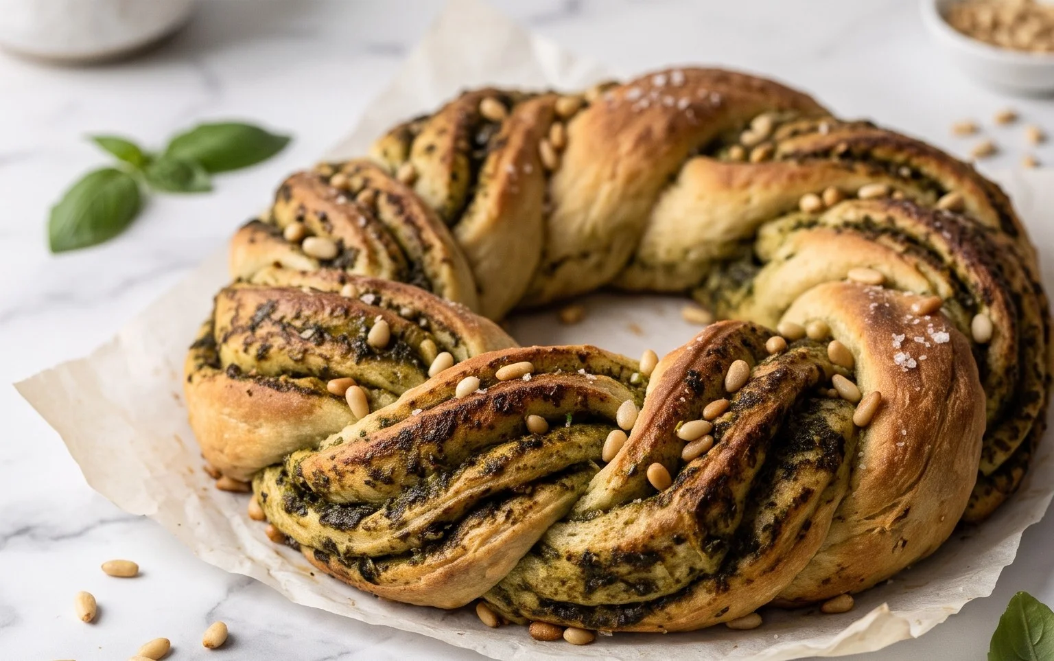 Couronne Pesto Végétalien : Pain Maison Facile